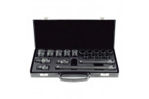 19 Piece 1/2? Impact Socket Set With 14 12-Point Sockets + A
