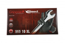 CONNECT Grippaz XLarge Black Nitrile Gloves Box 50pc/25 Pair