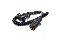 2.5m 7 Pin N Type Curly Extension Lead - Plug To Socket