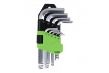 9 Pieces Short Hex Key Set With Round Tip