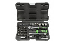 56 Pieces Tool Case With 1/4 12-Edge Sockets - Zinc Finish"