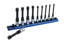 LASER Reduced Shank Hex Socket Bit Set 1/4D & 3/8"D 10pc"