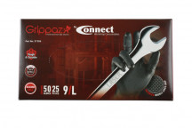 CONNECT Grippaz Large Black Nitrile Gloves Box 50pc/25 Pairs