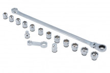 LASER Extra Long Flexible Ratchet Wrench/Socket Set 16pc