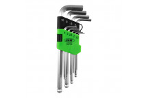 9 Pieces Long Hex Key Set With Round Tip