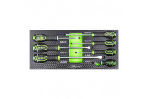 Set Of 7 Flat Head Screwdrivers Eva Tray - Carbon Finish