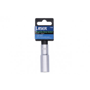 LASER Magnetic Deep Socket 3/8D 14mm"