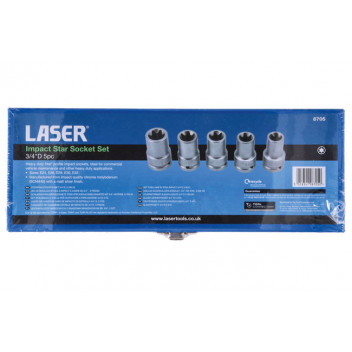 LASER Impact Star Socket Set 3/4D 5pc"