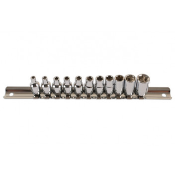 LASER Socket Set on Rail - BA 1/4D 11pc"