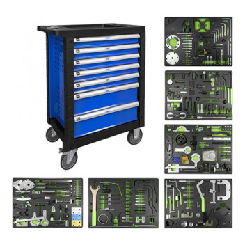 7 DRAWER TOOL TROLLEY - BLUE - TIMING TOOL SET INCLUDED