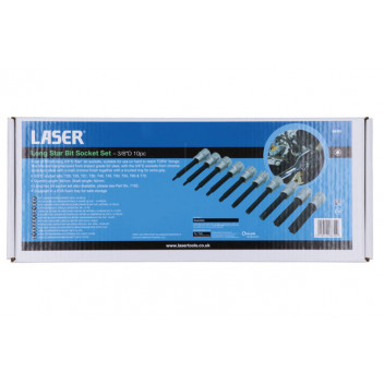 LASER Long Star Bit Socket Set 3/8D 10pc"