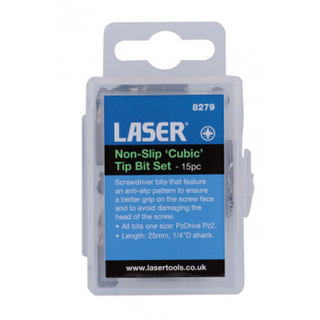 LASER Non-Slip 'Cubic' Tip Bit Set Pz2 15pc