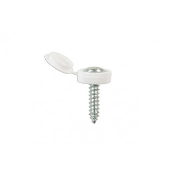 CONNECT White Number Plate Flip Top & Screw Pk 5