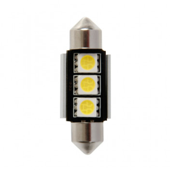 12V 5W 36MM Festoon Bulbs WHITE HYPER-LED 3smd built in resi