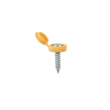 CONNECT Yellow Number Plate Flip Top & Screw Pk 5