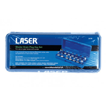 LASER Drain Plug Key Set 3/8D 14pc"