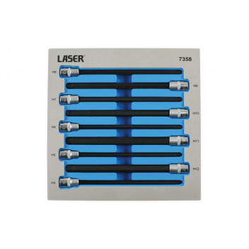 LASER Hex Bit Set -  Ball End  3/8D 9pc"