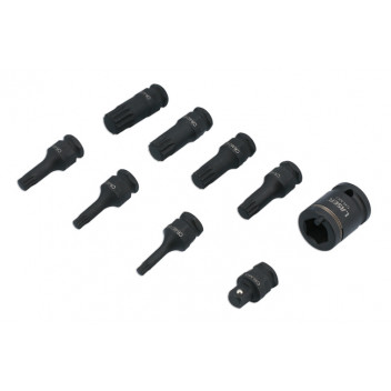 LASER Dual Drive Spline Impact Bit Socket Set 9pc