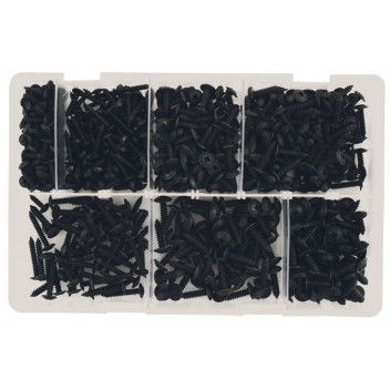 CONNECT Assorted Self Tapping Black Flanged Screws Box Qty 7