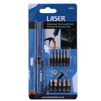 LASER Ratchet Screwdriver for Standard and Precision Bits