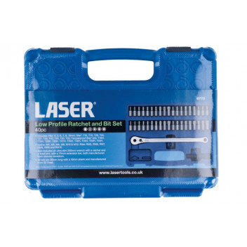 LASER Low Profile Ratchet & Bit Set 40pc