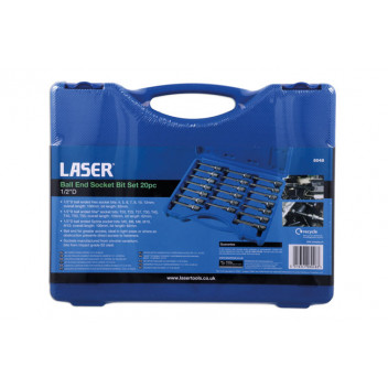 LASER Ball End Socket Bit Set 1/2D 20pc"