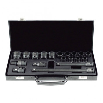 19 Piece 1/2? Impact Socket Set With 14 12-Point Sockets + A