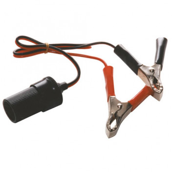 Cigarette lighter socket with battery clamps clips 12-24V 10