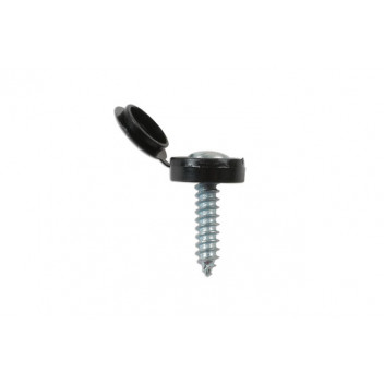 CONNECT Black Number Plate Flip Top & Screw Pk 5