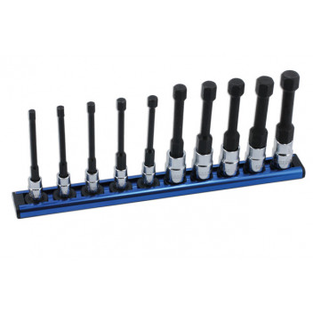 LASER Reduced Shank Hex Socket Bit Set 1/4D & 3/8"D 10pc"