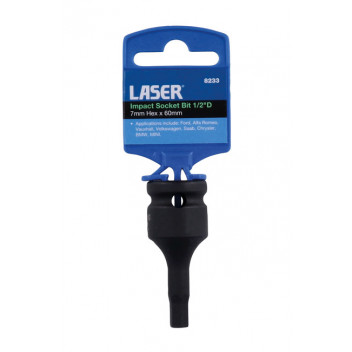 LASER Impact Socket Bit 1/2D 7mm"