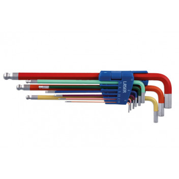 LASER Colour Coded Hex Key Set - Ball End 9pc