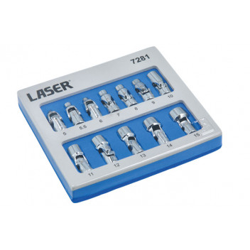LASER Universal Joint Socket Set 1/4D 12pc"