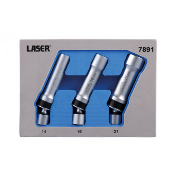 LASER Universal Joint Spark Plug Socket Set 3/8D 3pc"