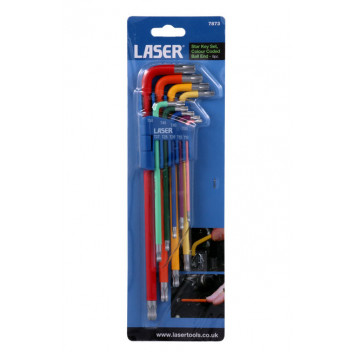 LASER Colour Coded Star Key Set - Ball End 9pc