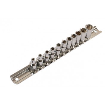 LASER Socket Set on Rail - BA 1/4D 11pc"