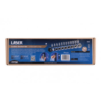 LASER LocSoc Socket Set 1/4D & 3/8"D - 21pc - 50th Annivers"