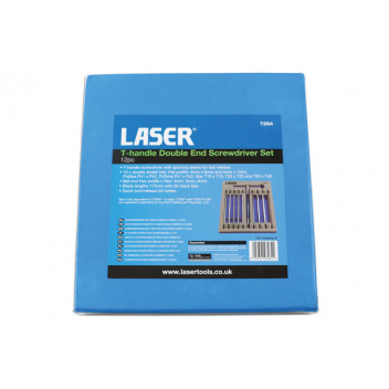 LASER T Handle Double End Screwdriver Set 12pc