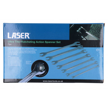 LASER Ultra Thin Ratcheting Action Spanner Set 7pc