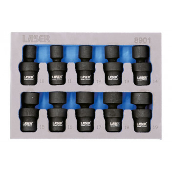 LASER Impact Universal Joint Socket Set 3/8D 10pc"