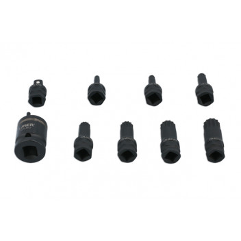 LASER Dual Drive Spline Impact Bit Socket Set 9pc