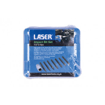 LASER Impact Bit Set 8 PC 1/2 D"