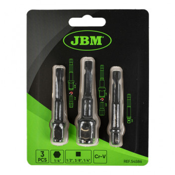 Set Of 3 Socket Spanner Adapters With Hexagonal Tips