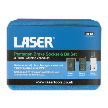 LASER Pentagon Socket & Bit Set 3pc