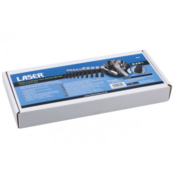 LASER Reduced Shank Hex Socket Bit Set 1/4D & 3/8"D 10pc"