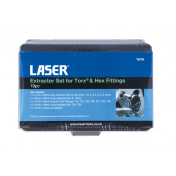 LASER Extractor Set for Torx HEX fittings 19pc