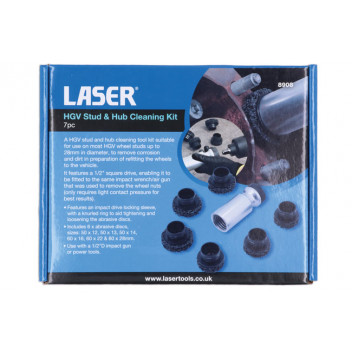 LASER HGV Stud & Hub Cleaning Kit 7pc