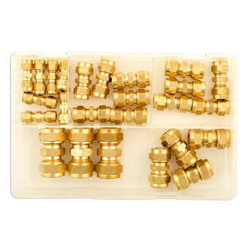 CONNECT Assorted Imperial Brass Tube Couplings Box 25