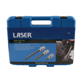 LASER Spline Socket Bit Set 1/2D 26pc"