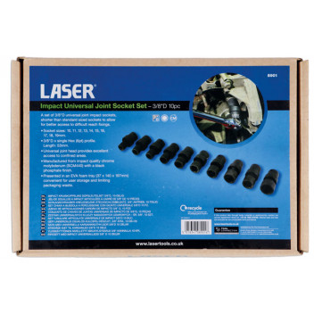 LASER Impact Universal Joint Socket Set 3/8D 10pc"
